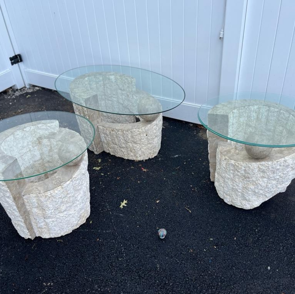 Antique Vingage Marble Stained Table Set